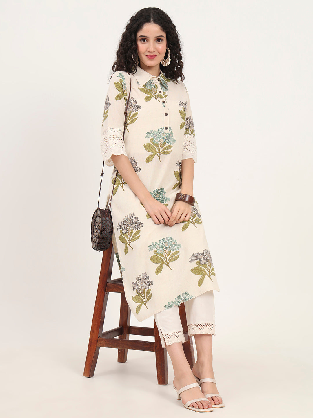 Green-Cotton-Floral-Printed-Kurta