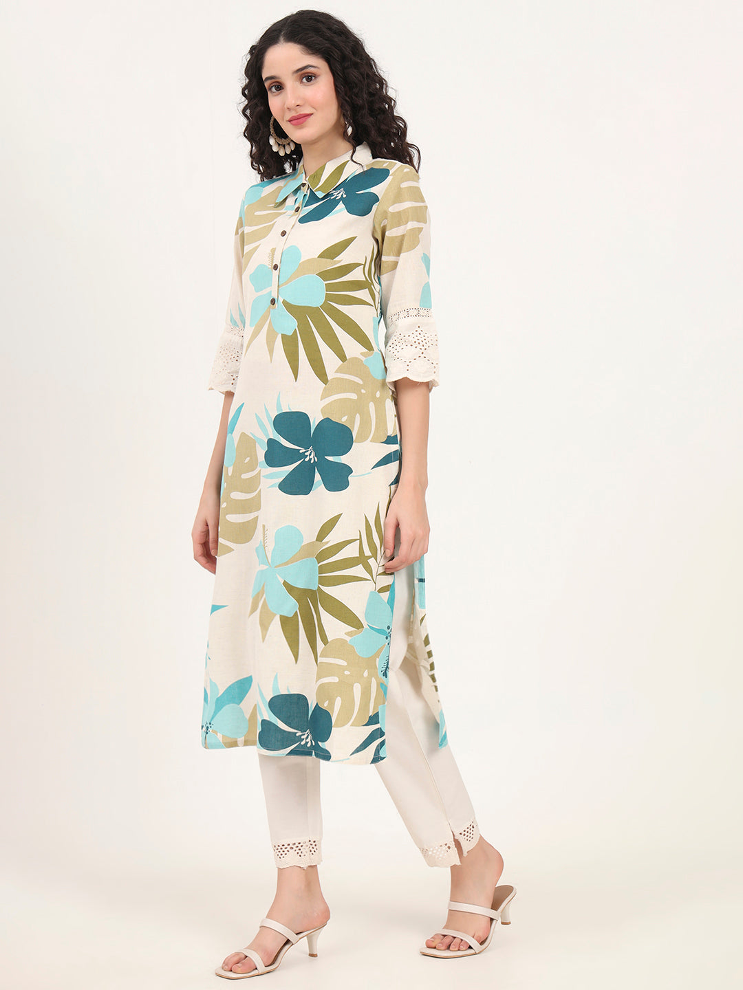 Blue-Cotton-Floral-Printed-Kurta