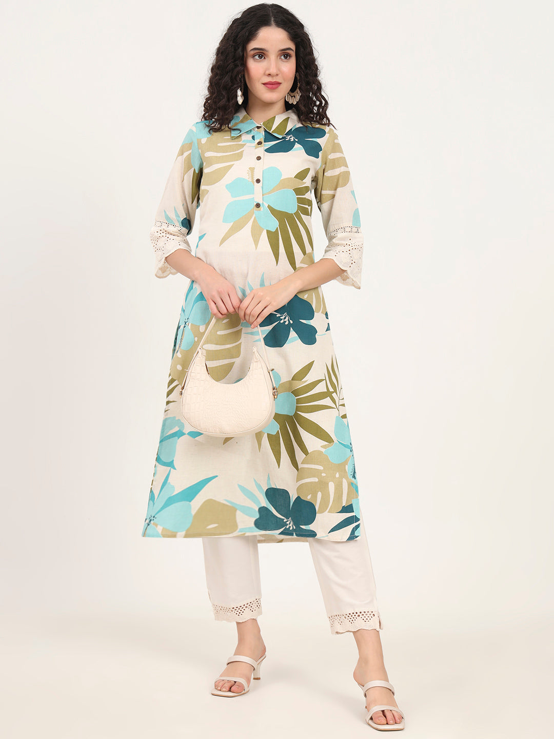 Blue-Cotton-Floral-Printed-Kurta