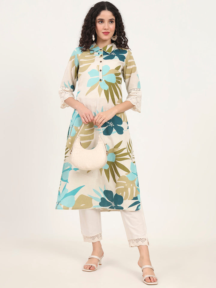Blue-Cotton-Floral-Printed-Kurta