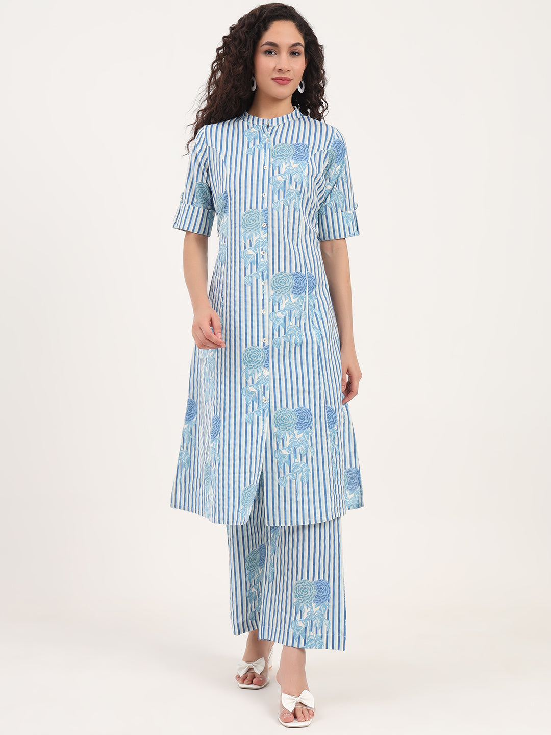 Blue-Cotton-Floral-Printed-2-Piece-Kurta-Set