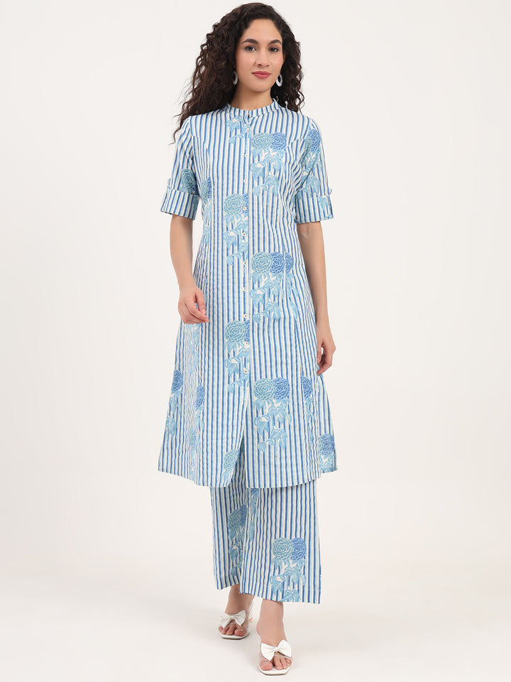 Blue-Cotton-Floral-Printed-2-Piece-Kurta-Set