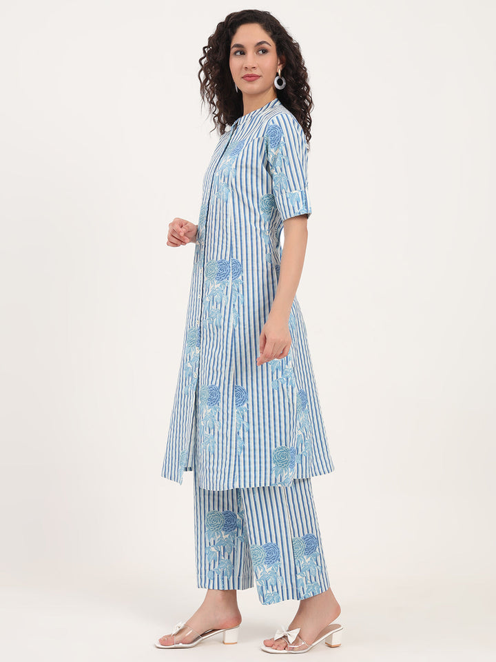 Blue-Cotton-Floral-Printed-2-Piece-Kurta-Set