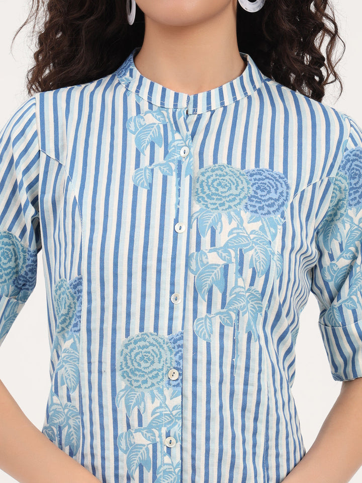 Blue-Cotton-Floral-Printed-2-Piece-Kurta-Set