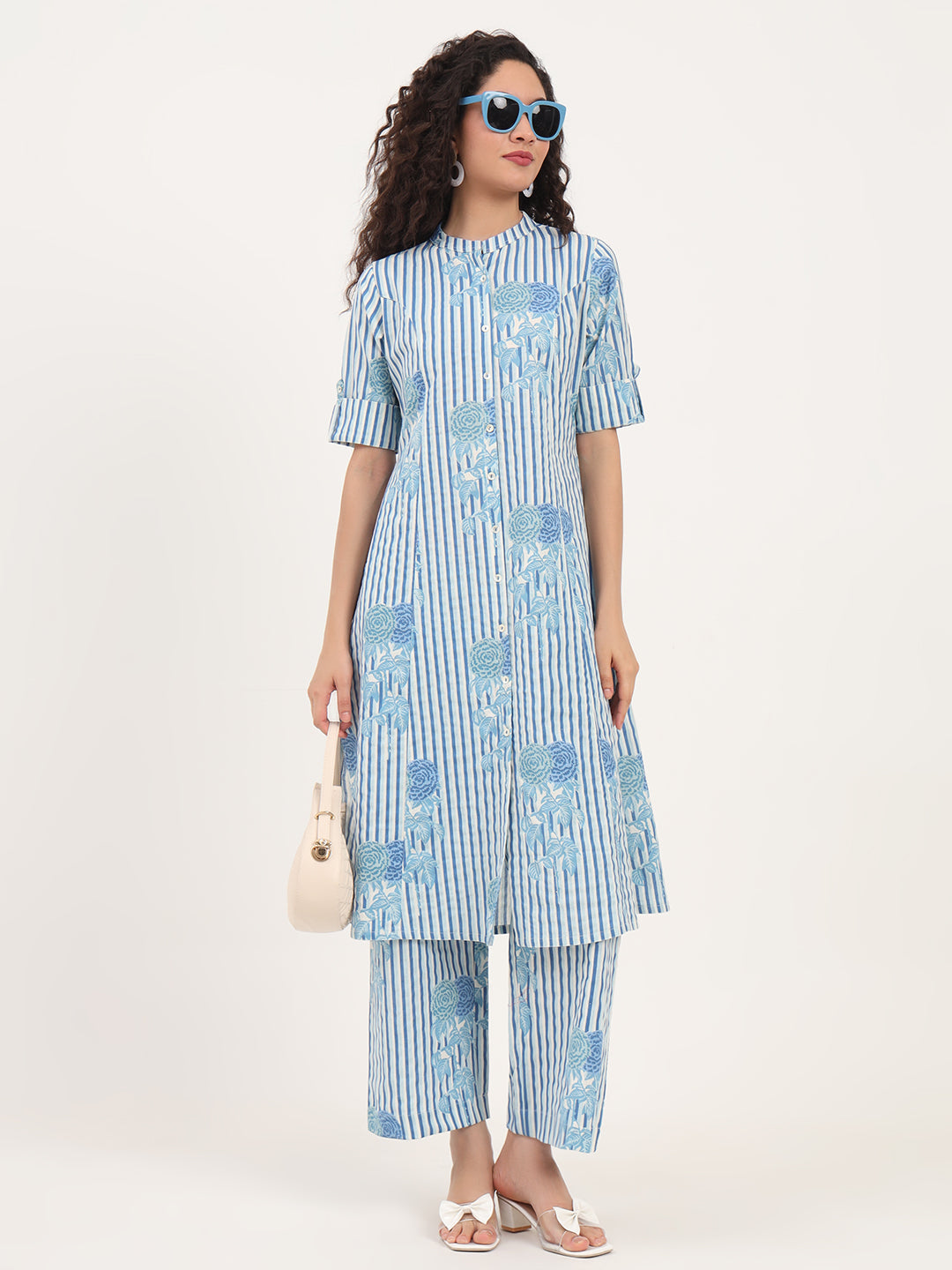 Blue-Cotton-Floral-Printed-2-Piece-Kurta-Set