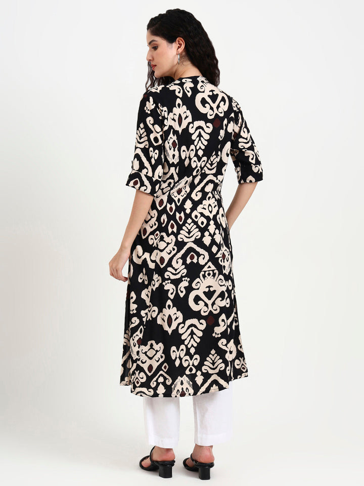 Black-Rayon-Asymetric-Print-Kurta-ONLY
