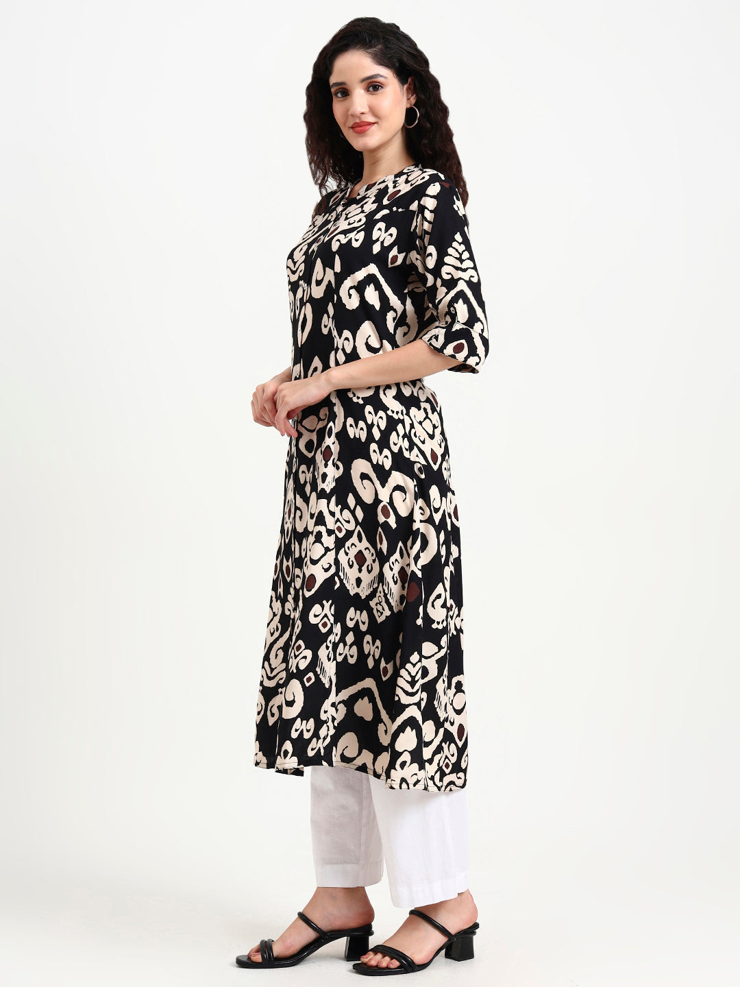 Black-Rayon-Asymetric-Print-Kurta-ONLY