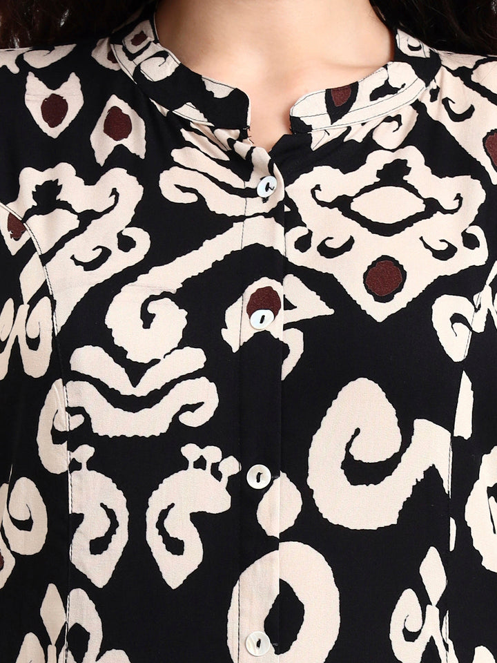 Black-Rayon-Asymetric-Print-Kurta-ONLY