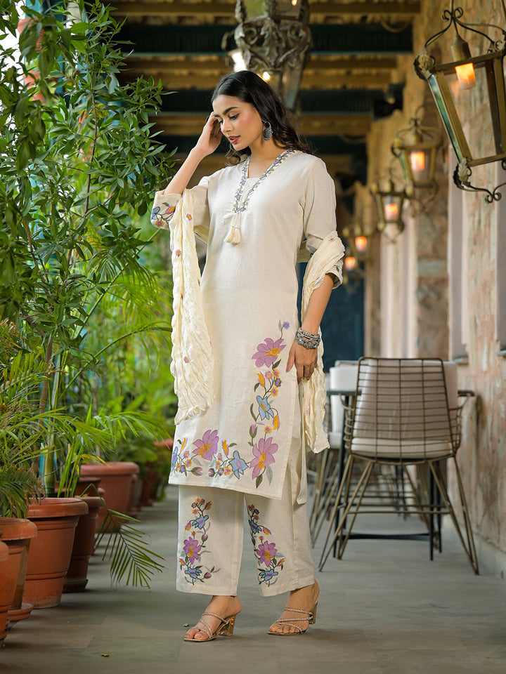Off-White-Cotton-3-Piece-Kurta-Set