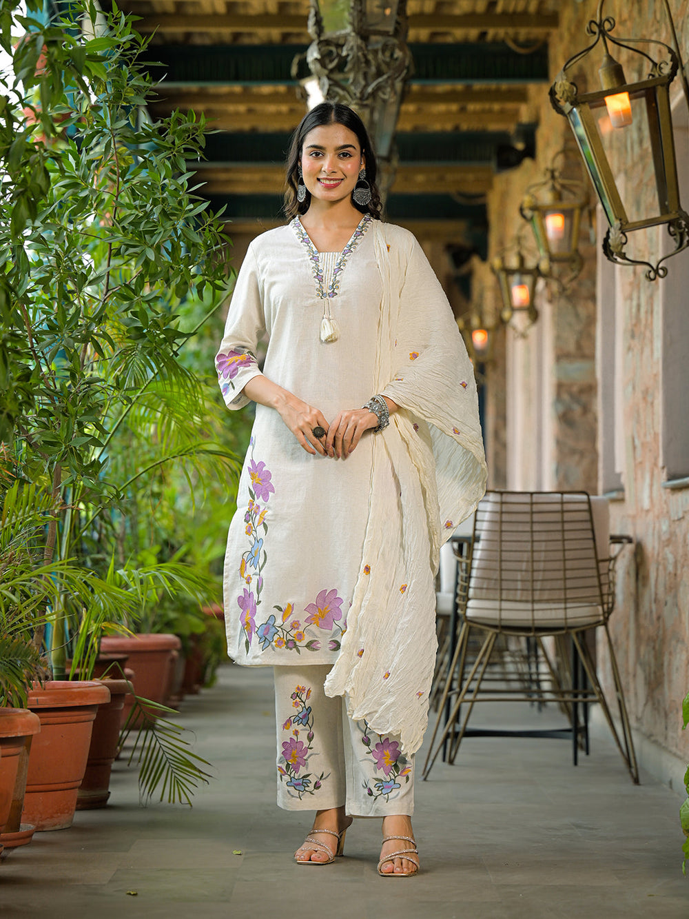 Off-White-Cotton-3-Piece-Kurta-Set