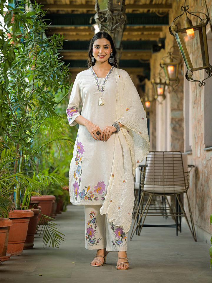 Off-White-Cotton-3-Piece-Kurta-Set