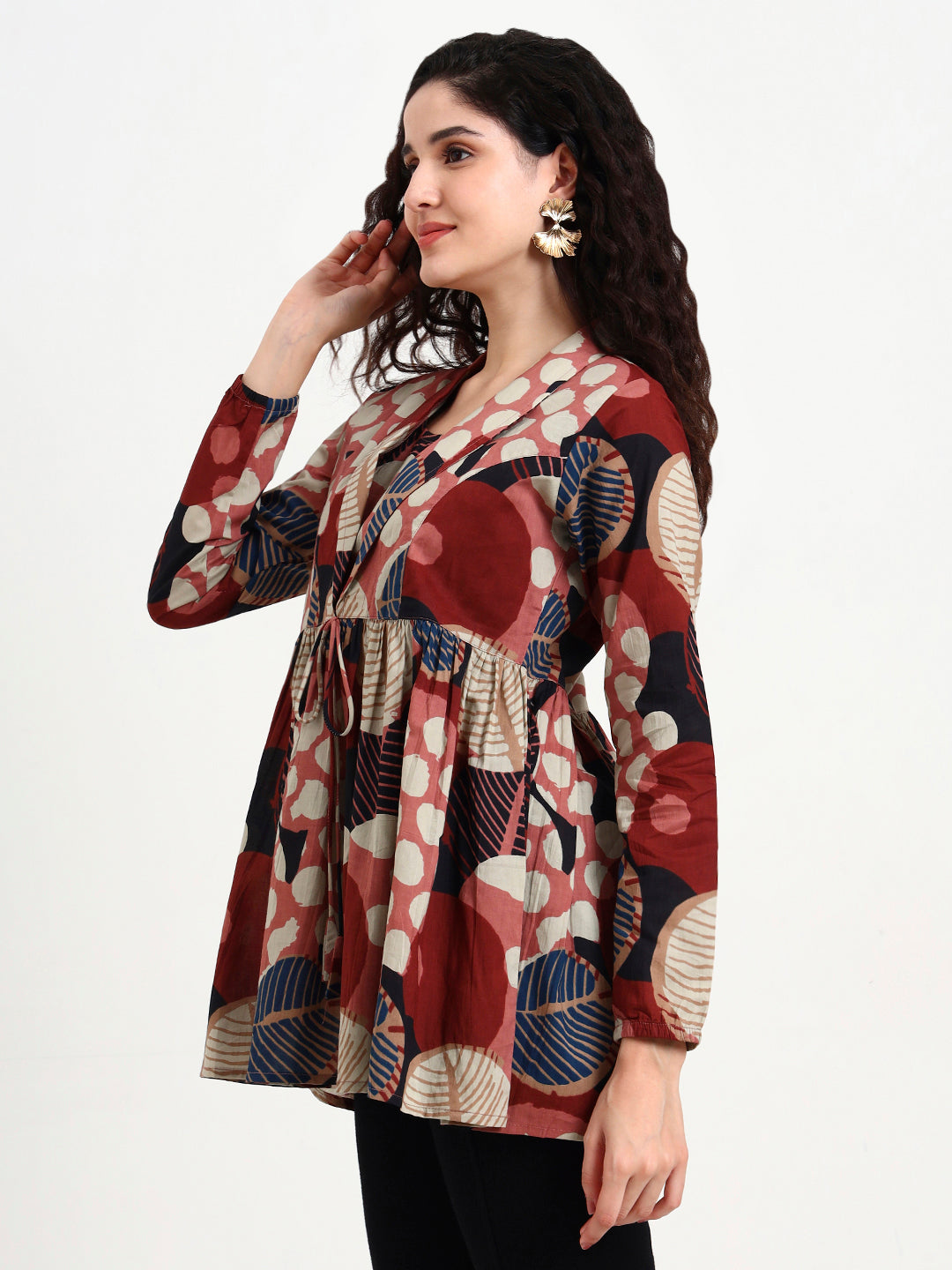 Maroon-Cotton-Floral-Print-Top-Only