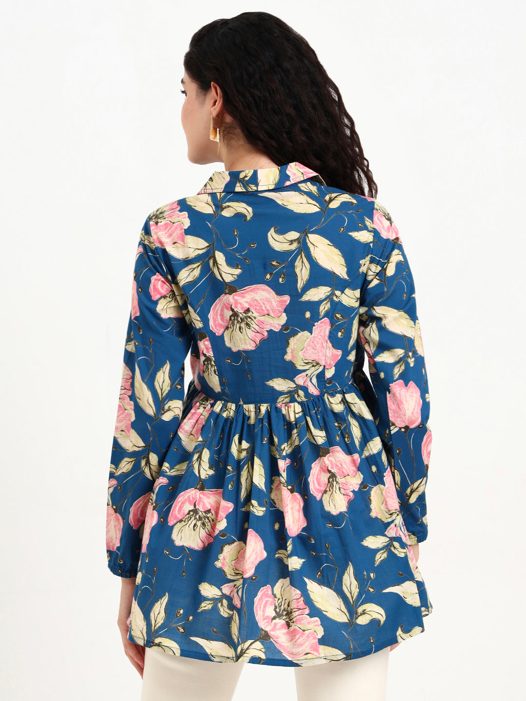 Navy-Blue-Cotton-Floral-Print-Top-Only