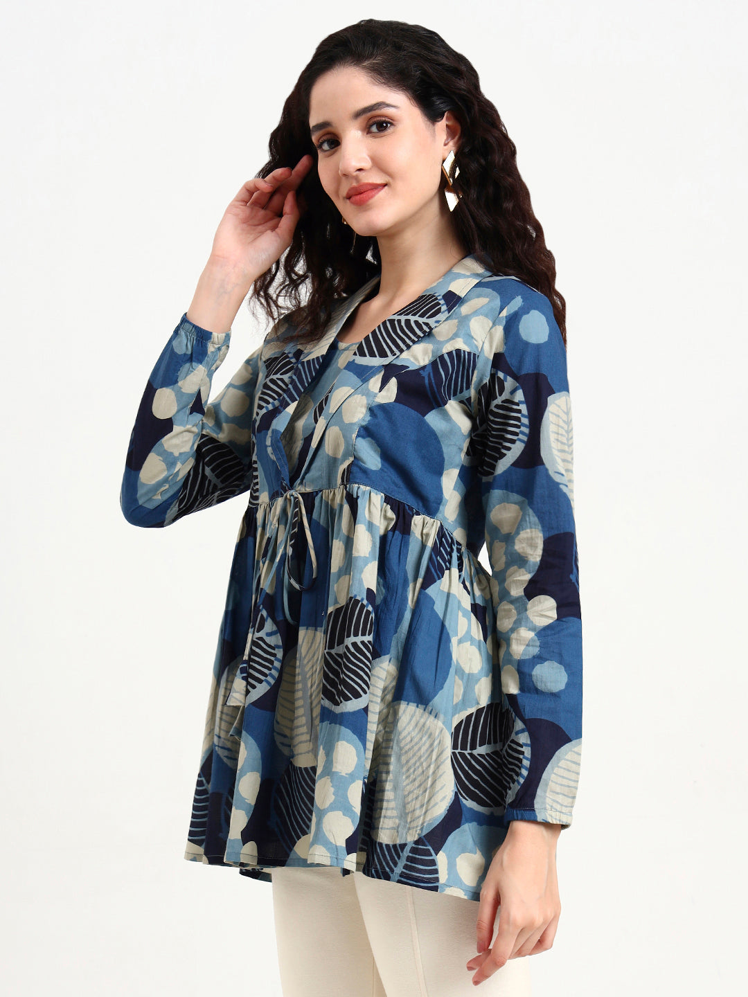 Blue-Cotton-Floral-Print-Top-Only