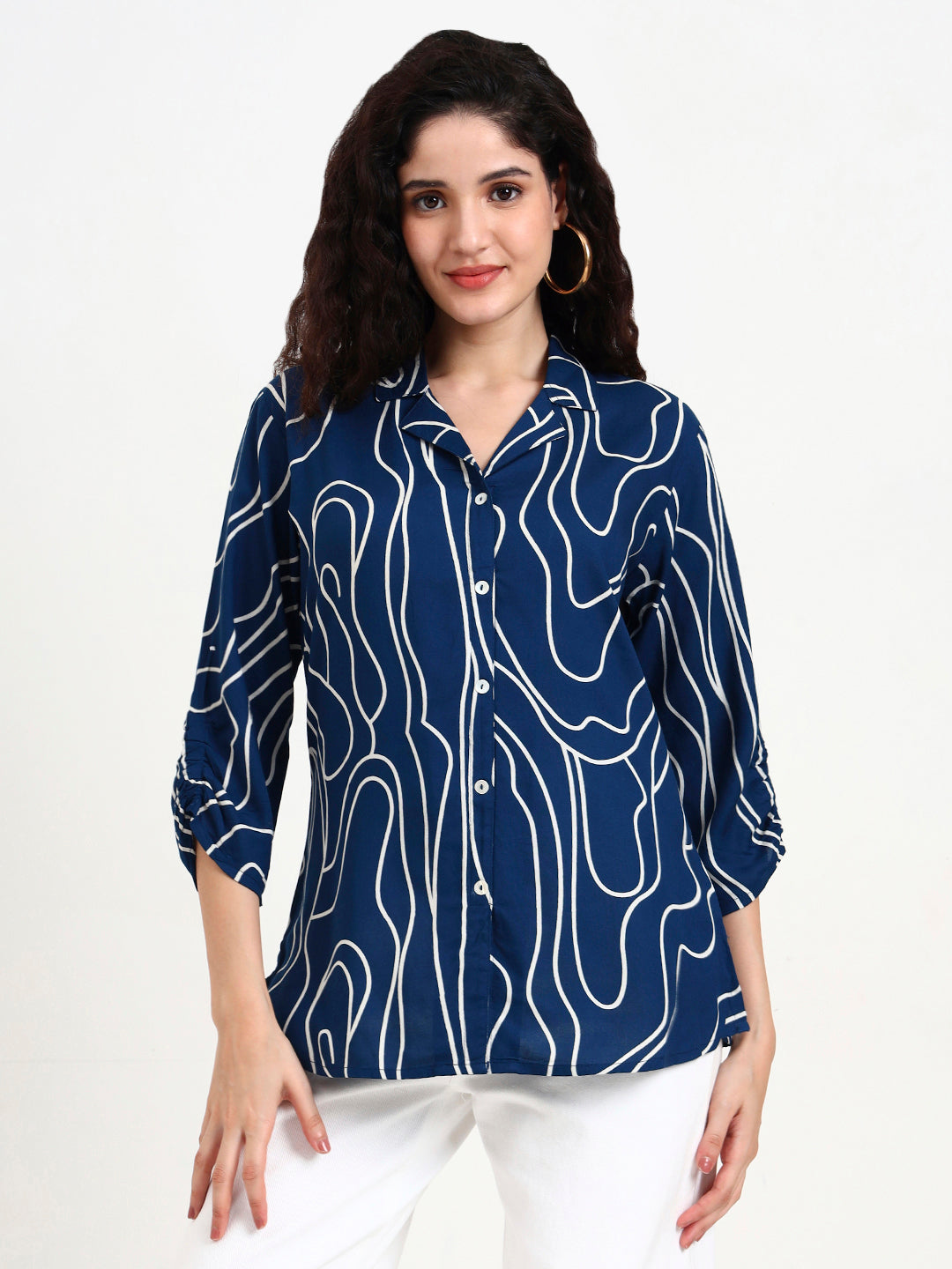 Teal-Rayon-Blue-Asymetric-Print-Top-Only