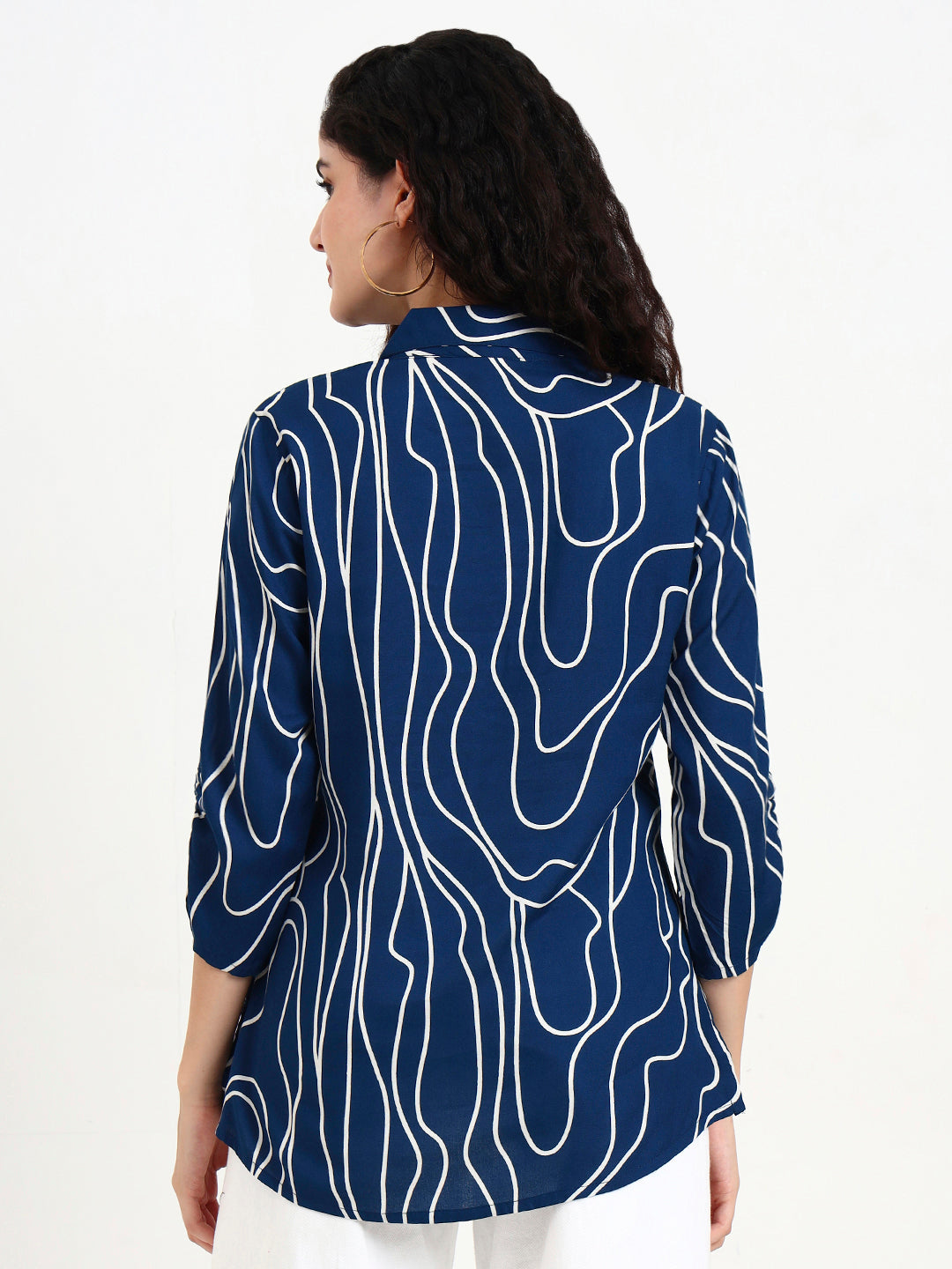 Teal-Rayon-Blue-Asymetric-Print-Top-Only