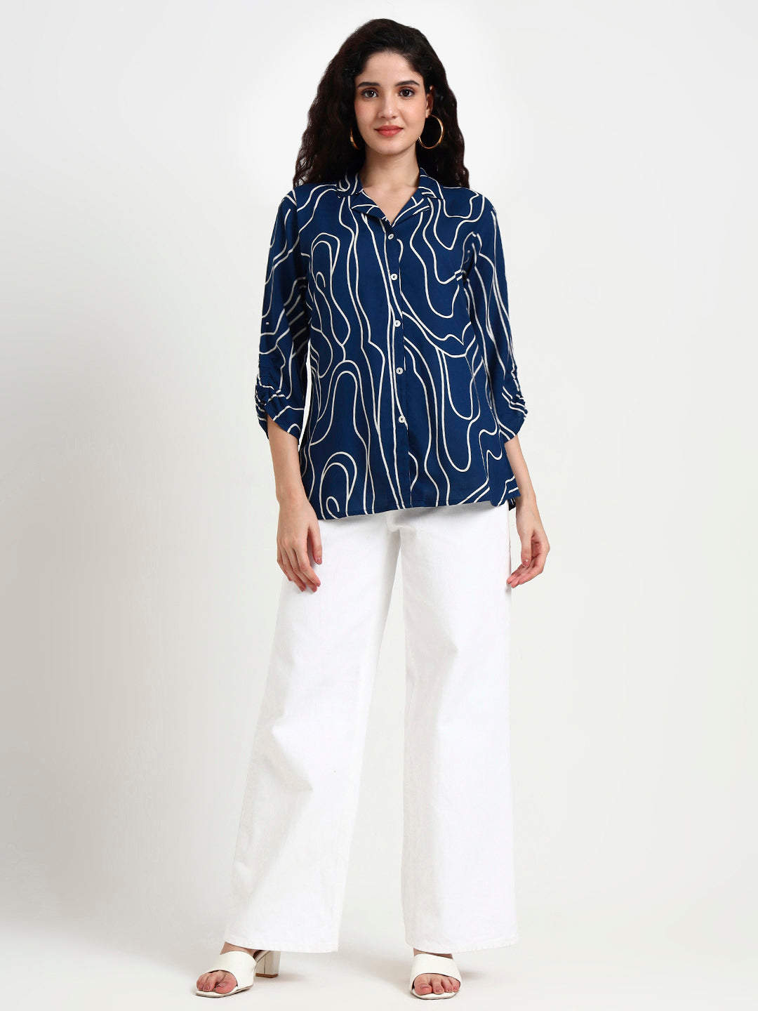 Teal-Rayon-Blue-Asymetric-Print-Top-Only