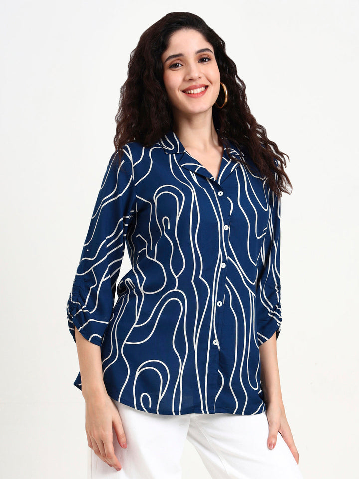 Teal-Rayon-Blue-Asymetric-Print-Top-Only