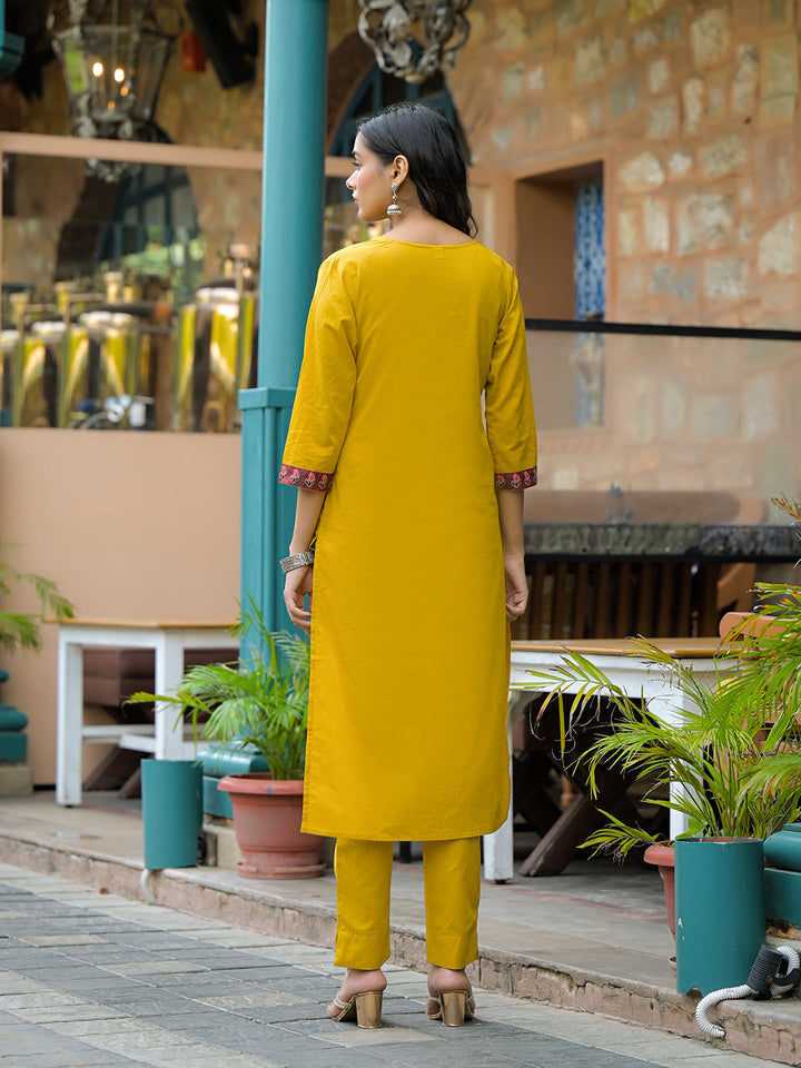 Mustard-Cotton-3-Piece-Kurta-Set