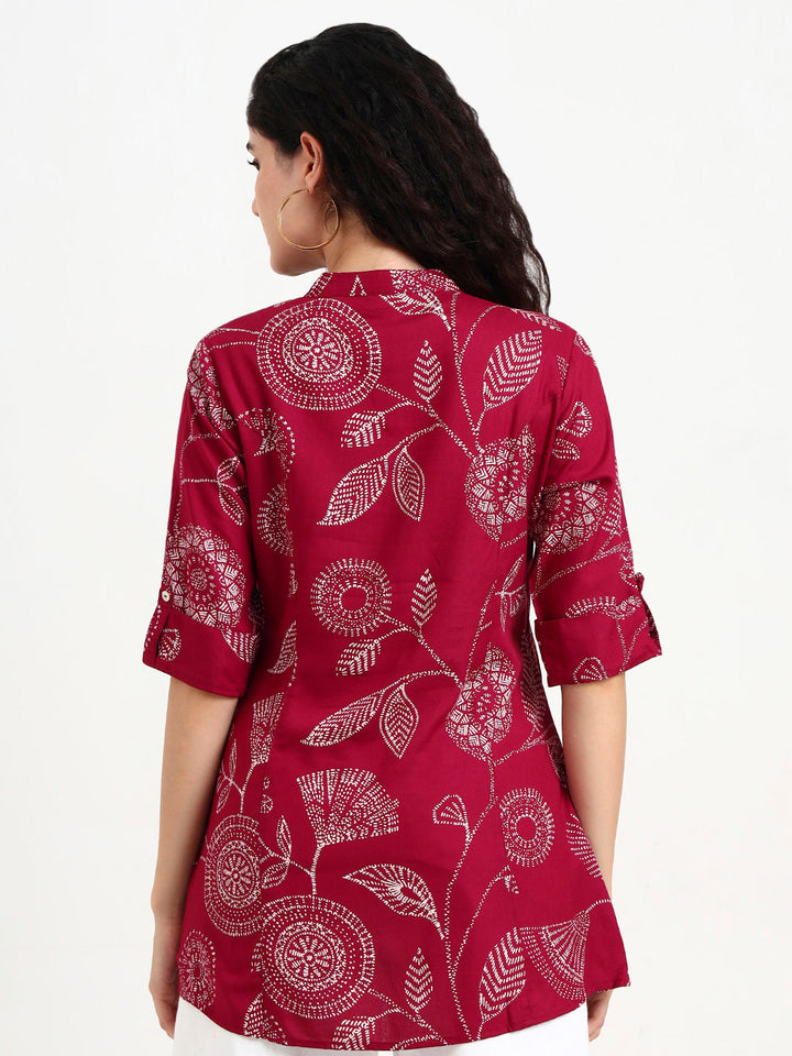 Maroon-Rayon-Printed-Top-Only
