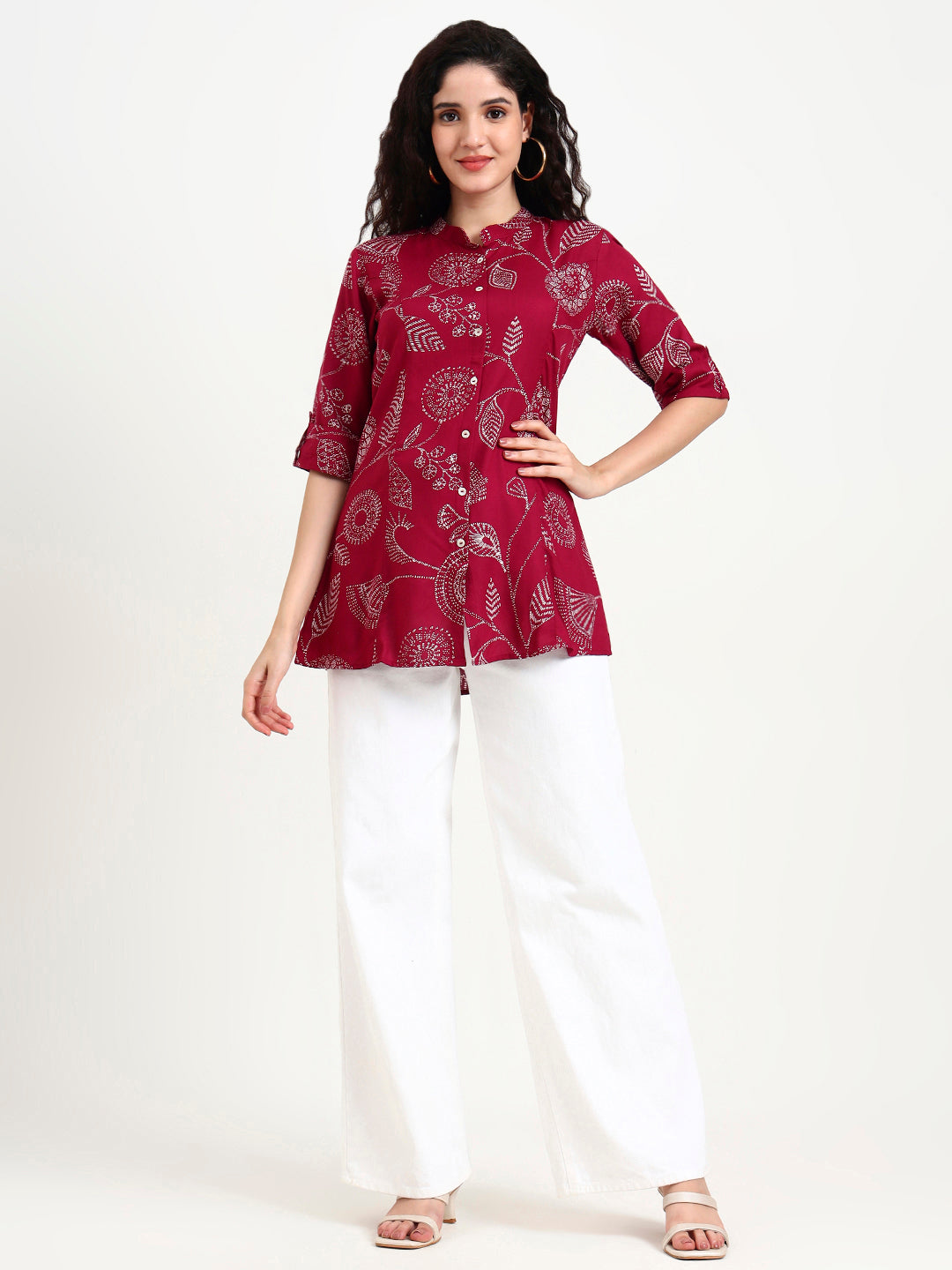 Maroon-Rayon-Printed-Top-Only