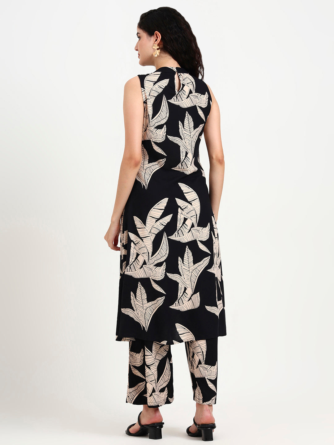 Black-Rayon-Floral-Printed-2-Piece-Kurta-Set