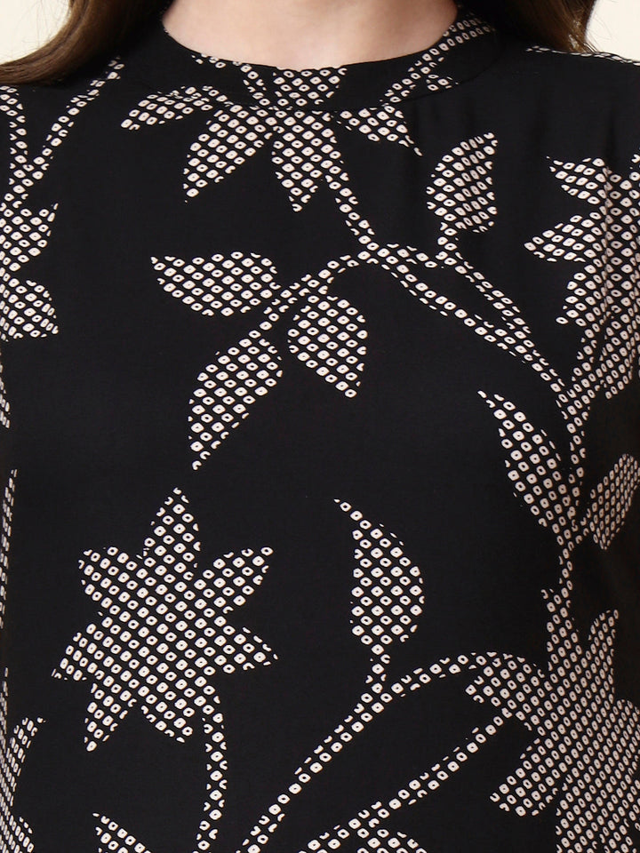 Black Boat Neck Sleeveless Rayon Co-ords Sets