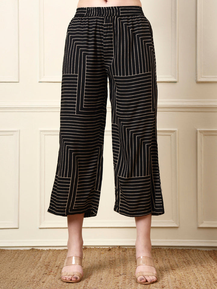 Black Boat Neck Sleeveless Rayon Co-ords Sets