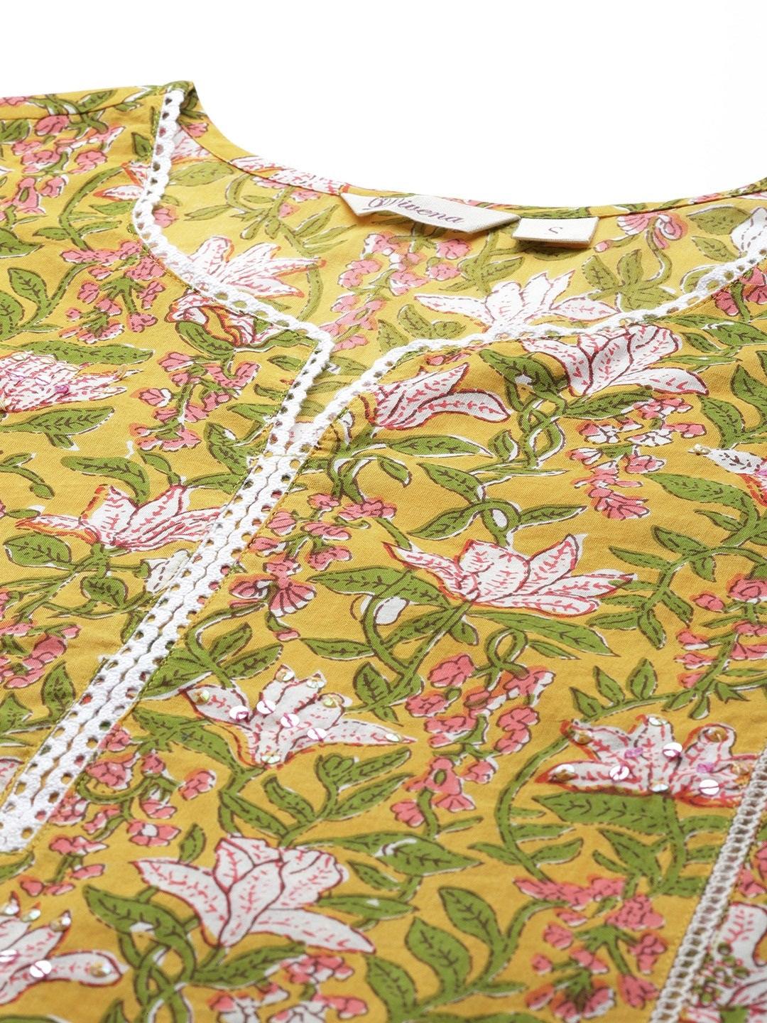 Yellow-Floral-Printed-Straight-2-Piece-Kurta-Set