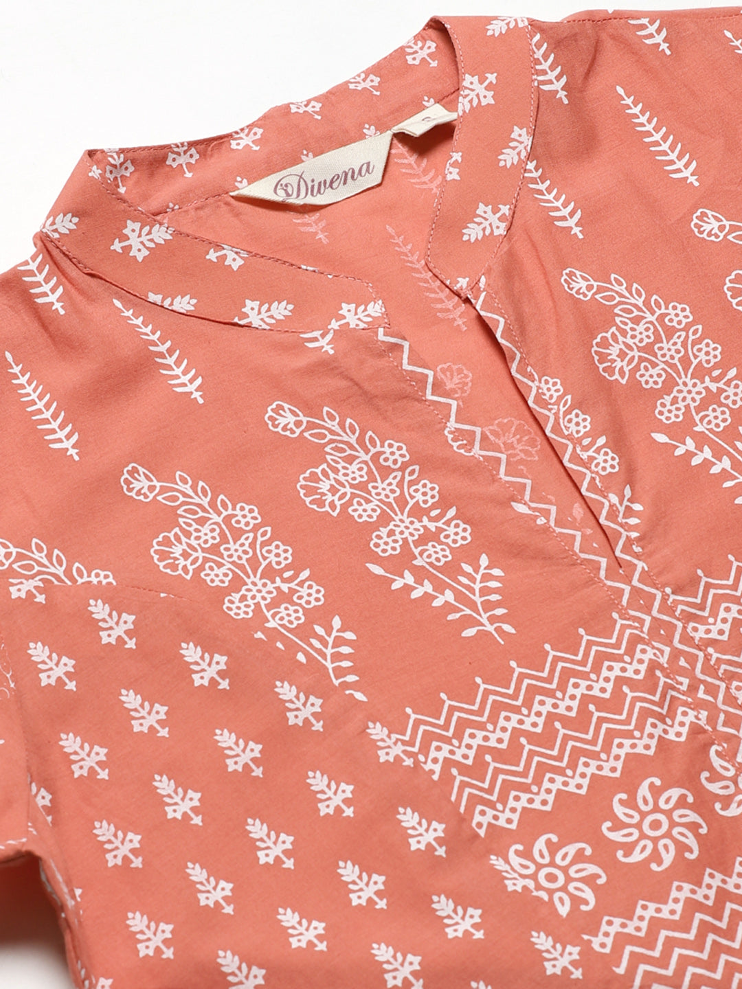 Women's Pink Floral Print Cotton Kurta