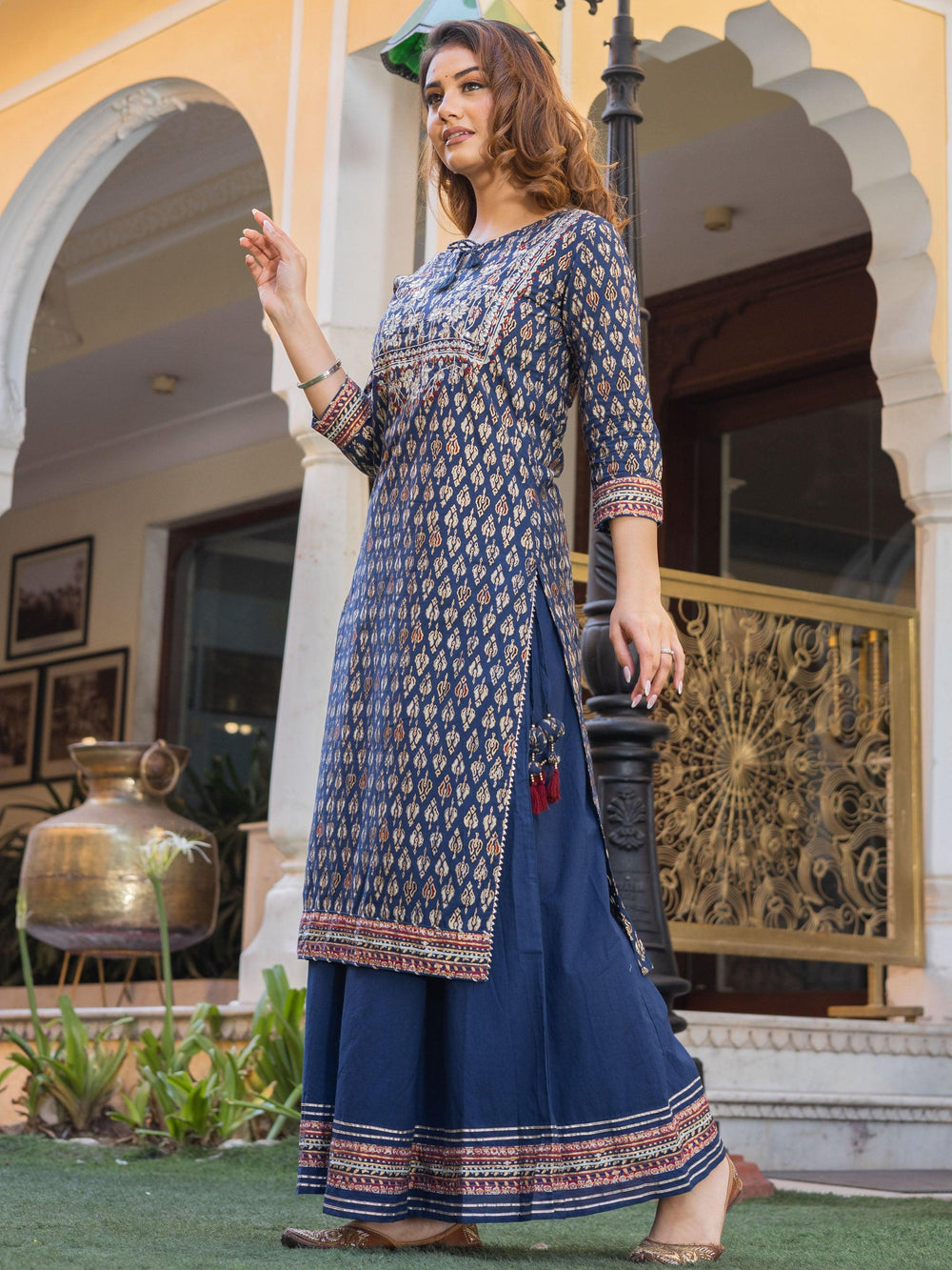 Navy-Blue-Cotton-Gota-Patti-2-Piece-Kurta-Set