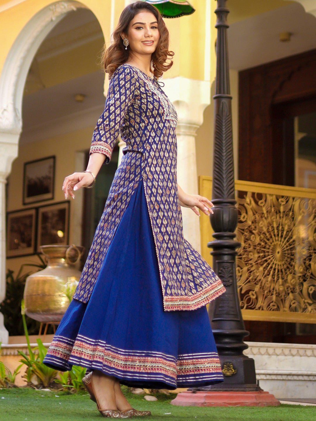 Navy-Blue-Cotton-Gota-Patti-2-Piece-Kurta-Set