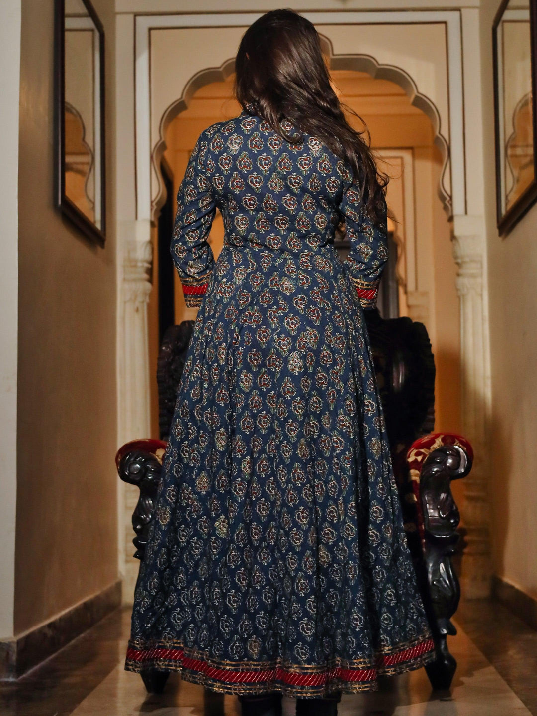 Navy-Blue-Cotton-Gota-Patti-Anarkali-Kurta-Set