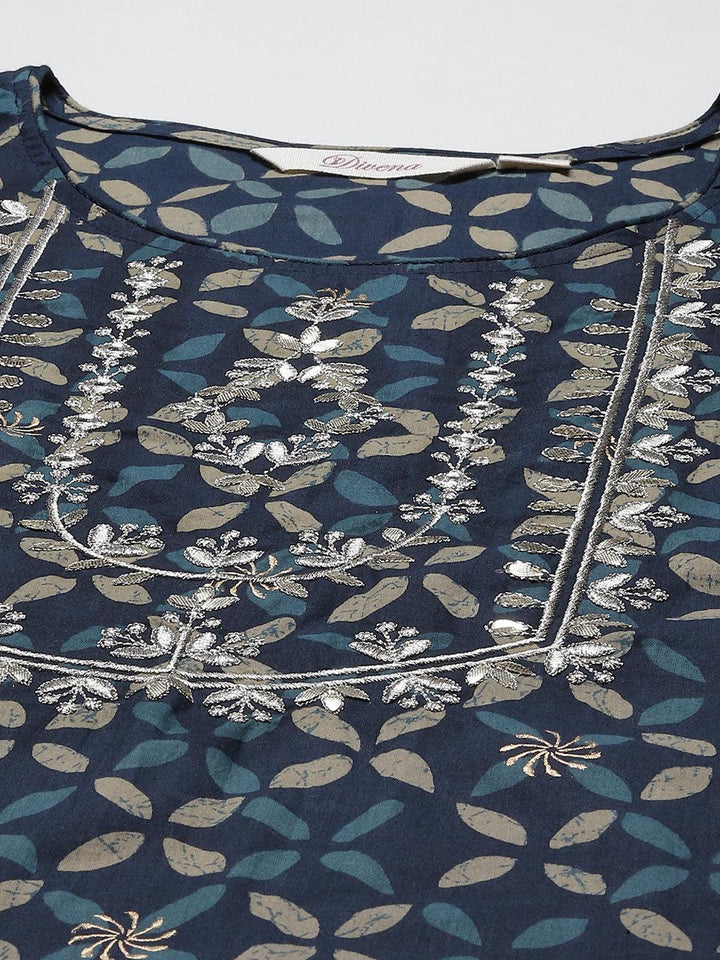 Indiogo-Blue-Cotton-2-Piece-Kurta-Set