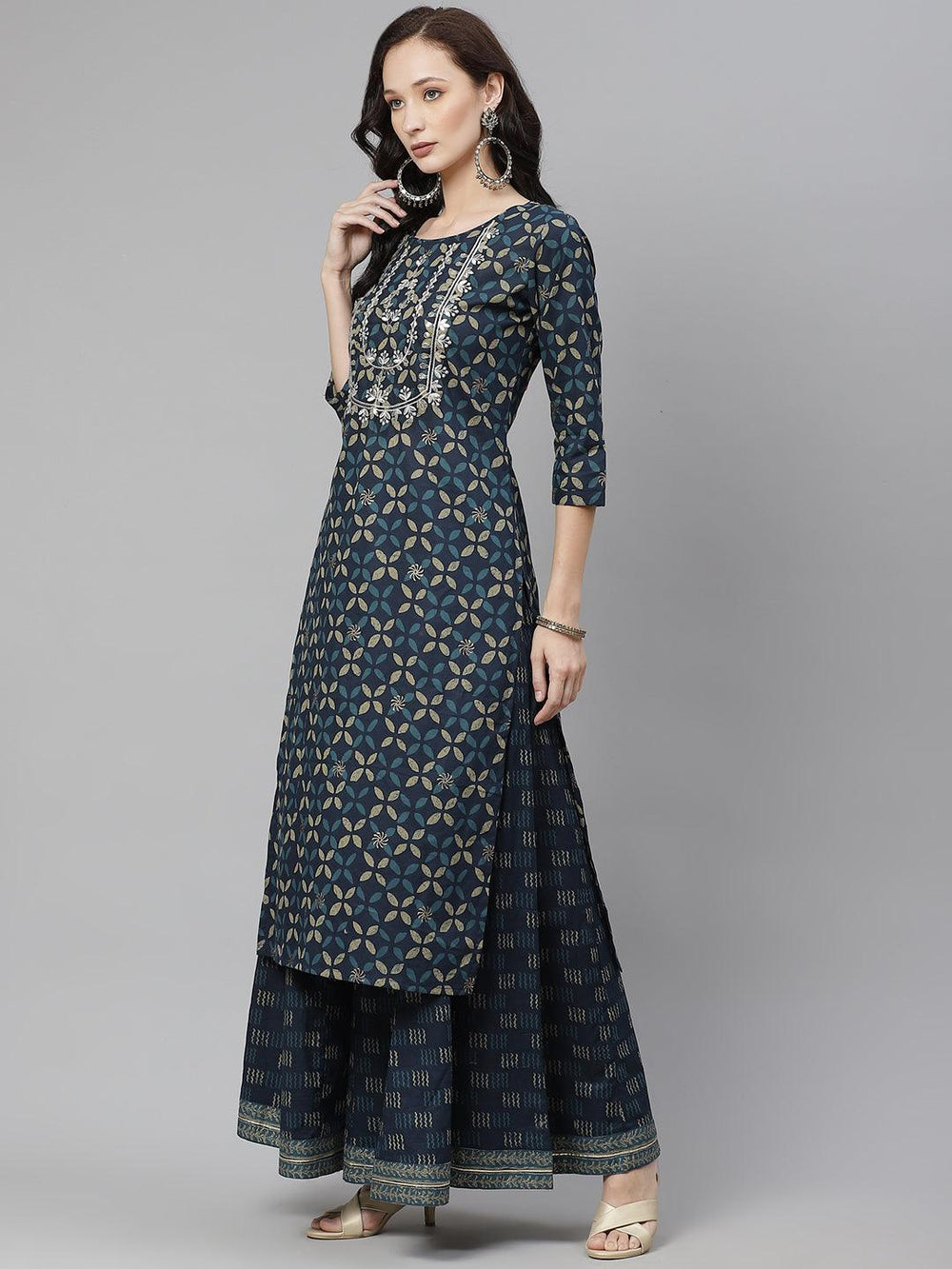 Indiogo-Blue-Cotton-2-Piece-Kurta-Set