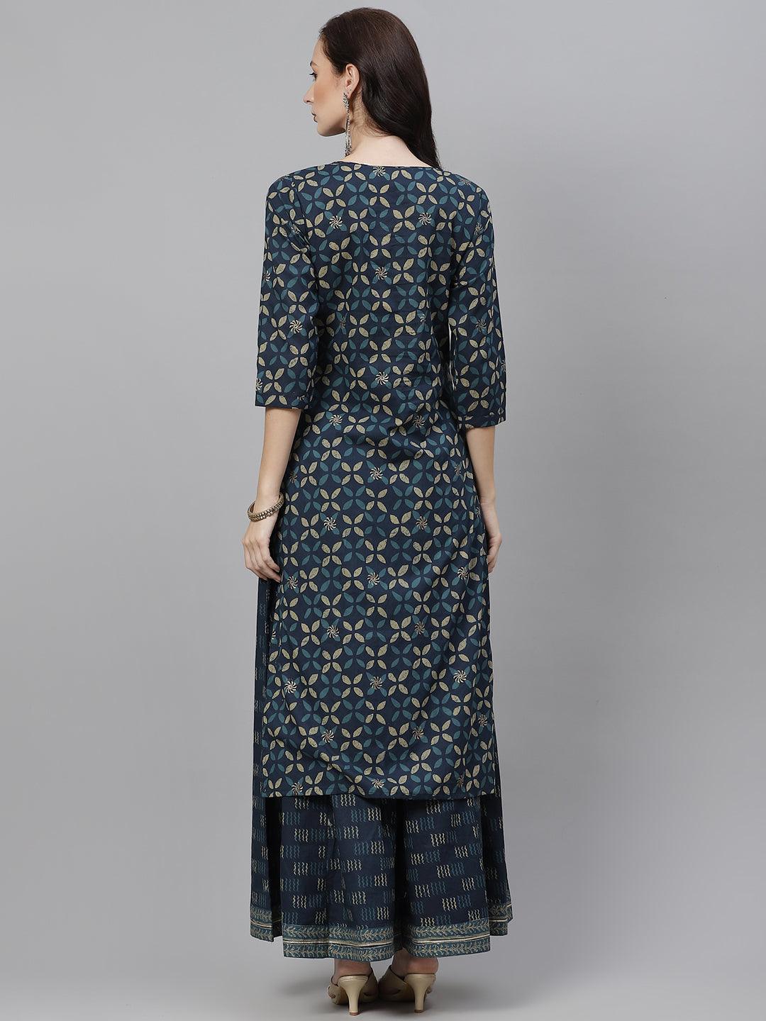 Indiogo-Blue-Cotton-2-Piece-Kurta-Set