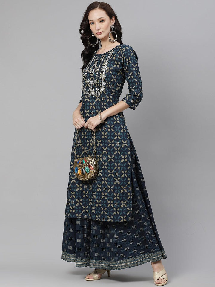 Indiogo-Blue-Cotton-2-Piece-Kurta-Set