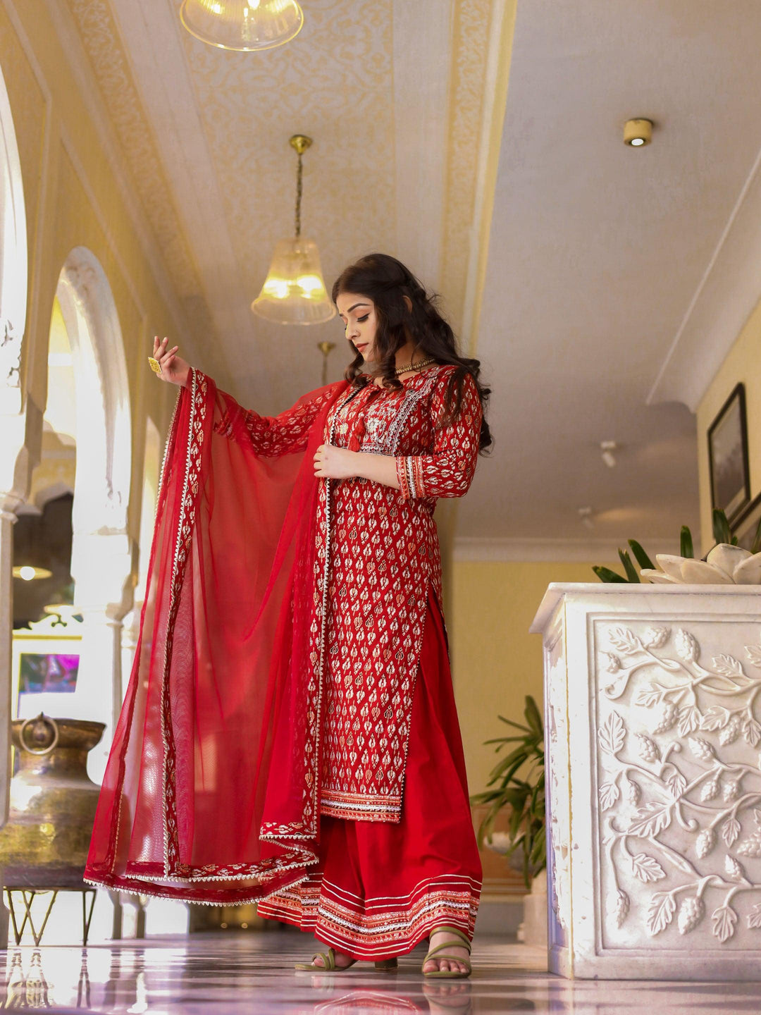 Maroon-Cotton-3-Piece-Kurta-Set