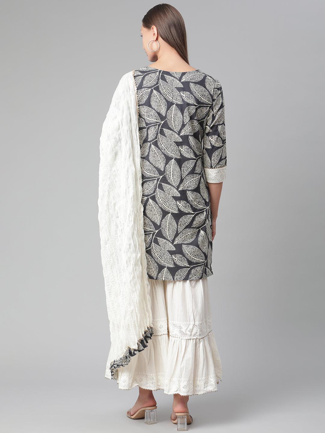 Black-Cotton-Floral-Printed-3-Piece-Sharara-Set