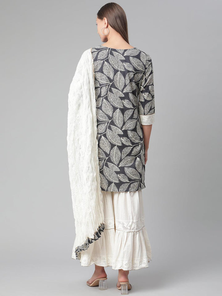 Black-Cotton-Floral-Printed-3-Piece-Sharara-Set