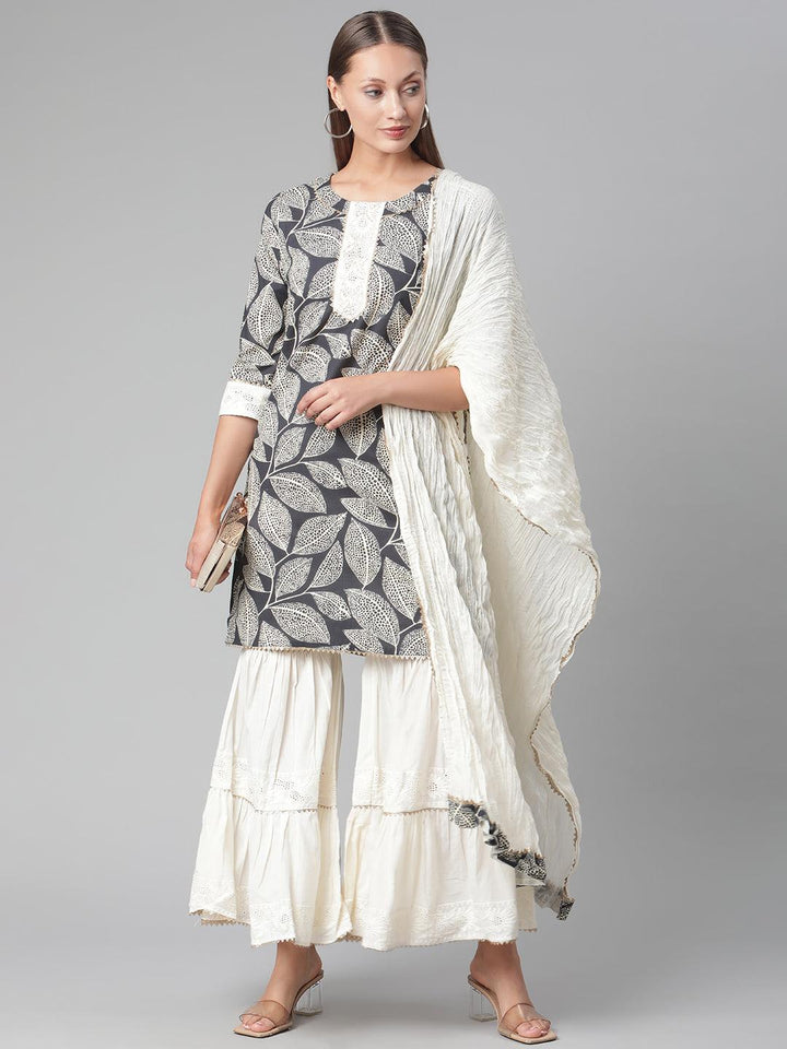 Black-Cotton-Floral-Printed-3-Piece-Sharara-Set