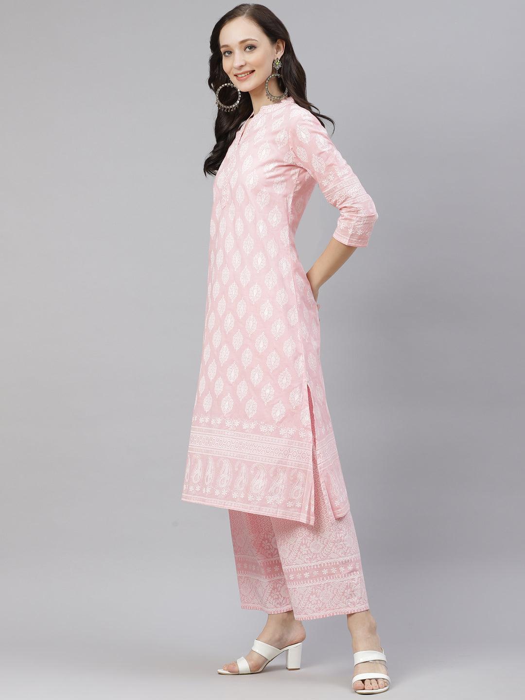 Baby-Pink-Cotton-2-Piece-Kurta-Set