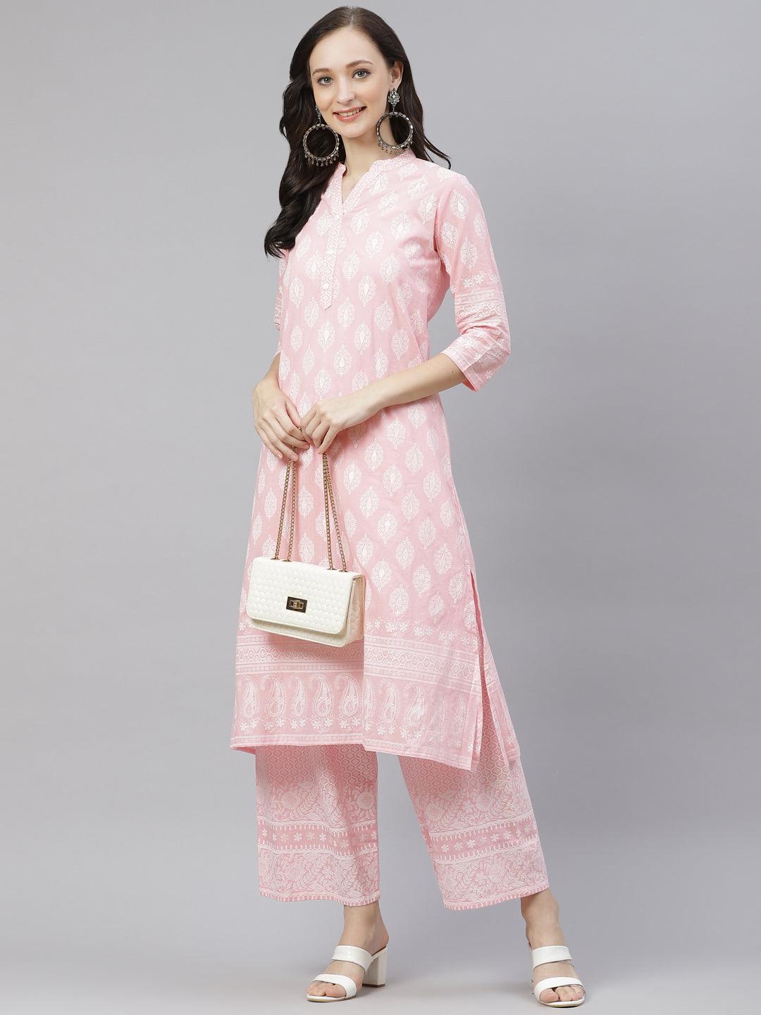 Baby-Pink-Cotton-2-Piece-Kurta-Set