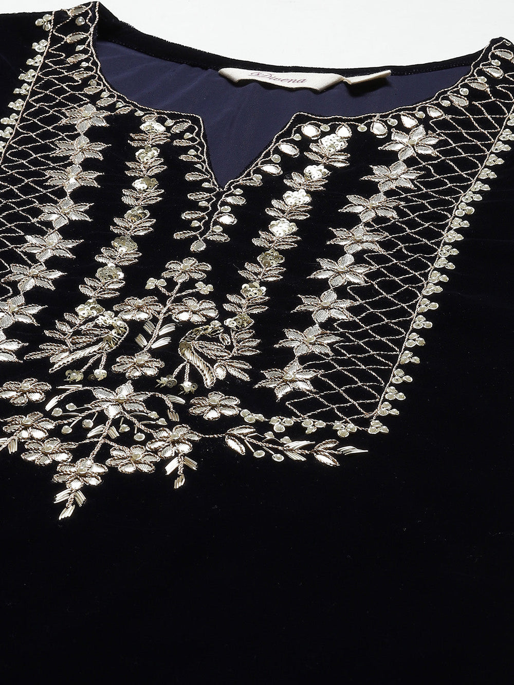 Navy-Blue-Velvet-Zardozi-Work-Embroidered-3-Piece-Kurta-Set