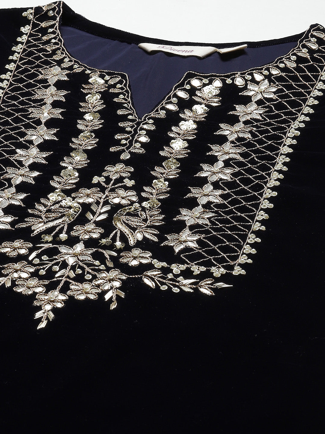 Navy-Blue-Velvet-Zardozi-Work-Embroidered-3-Piece-Kurta-Set