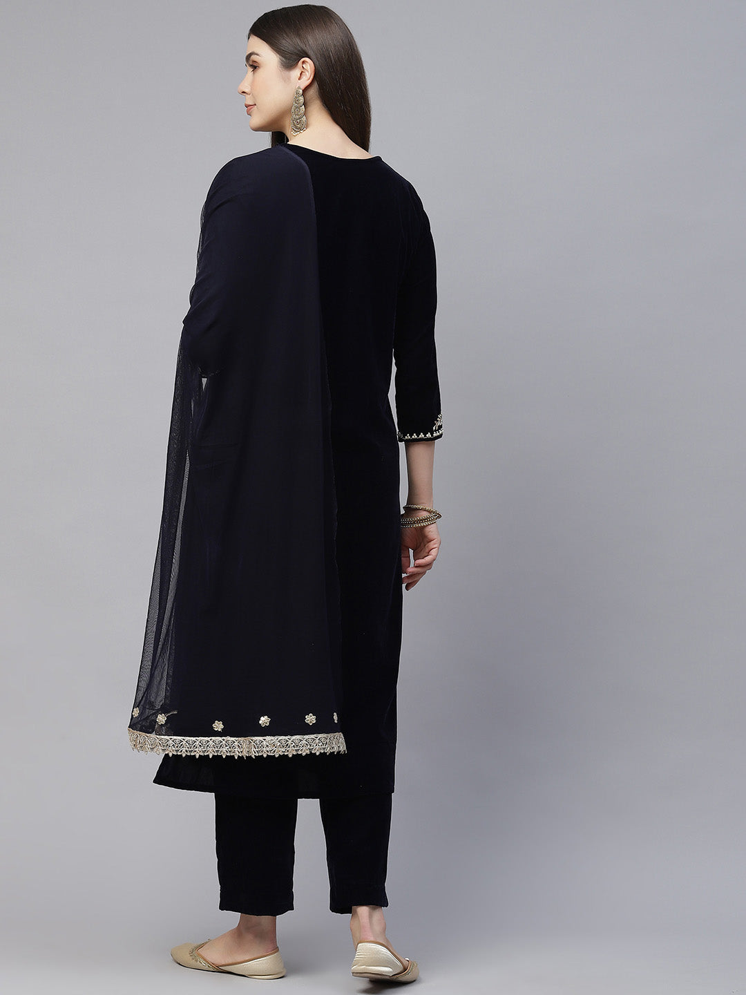Navy-Blue-Velvet-Zardozi-Work-Embroidered-3-Piece-Kurta-Set