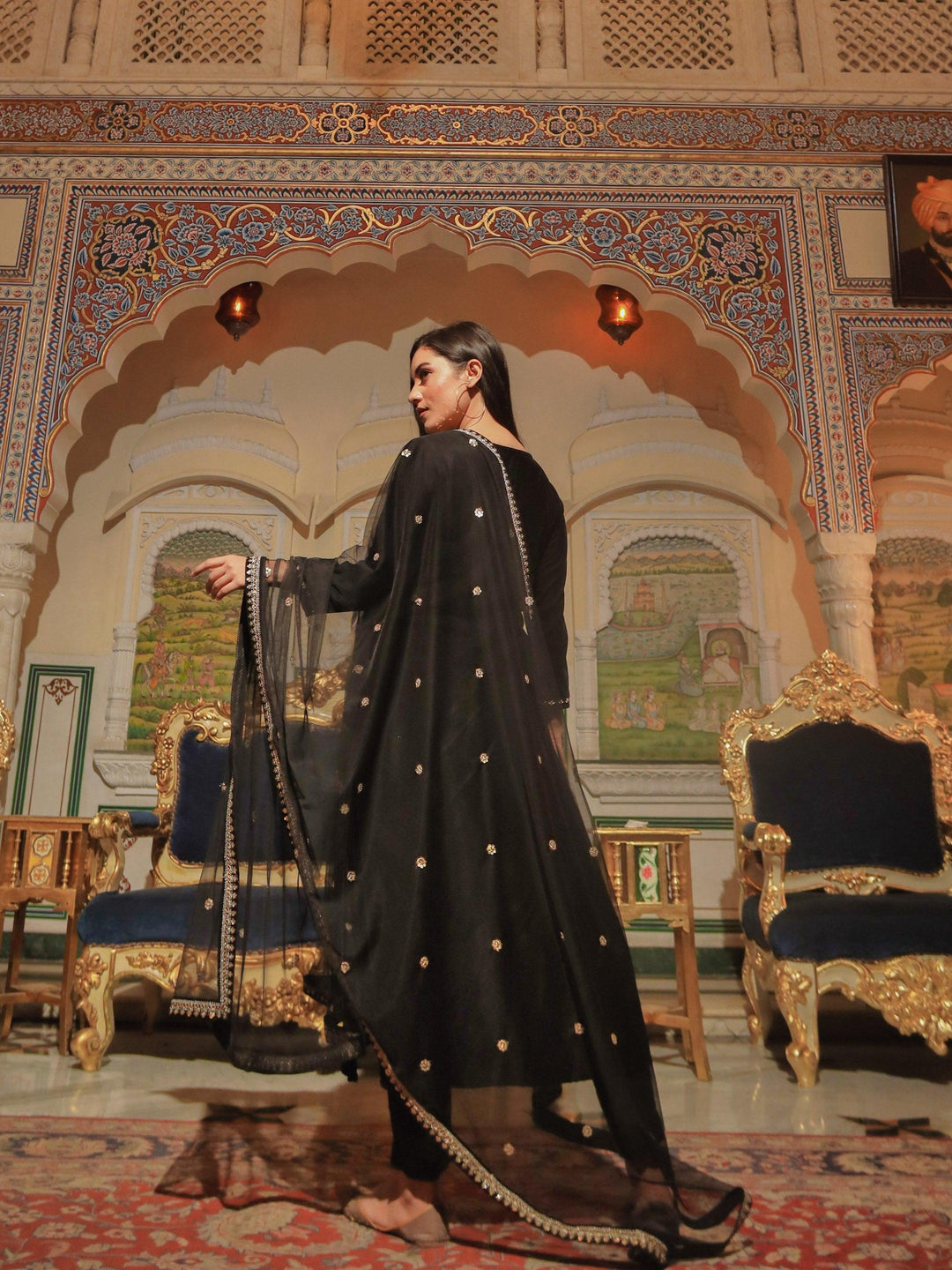 Black-Velvet-Hand-Work-3-Piece-Kurta-Set