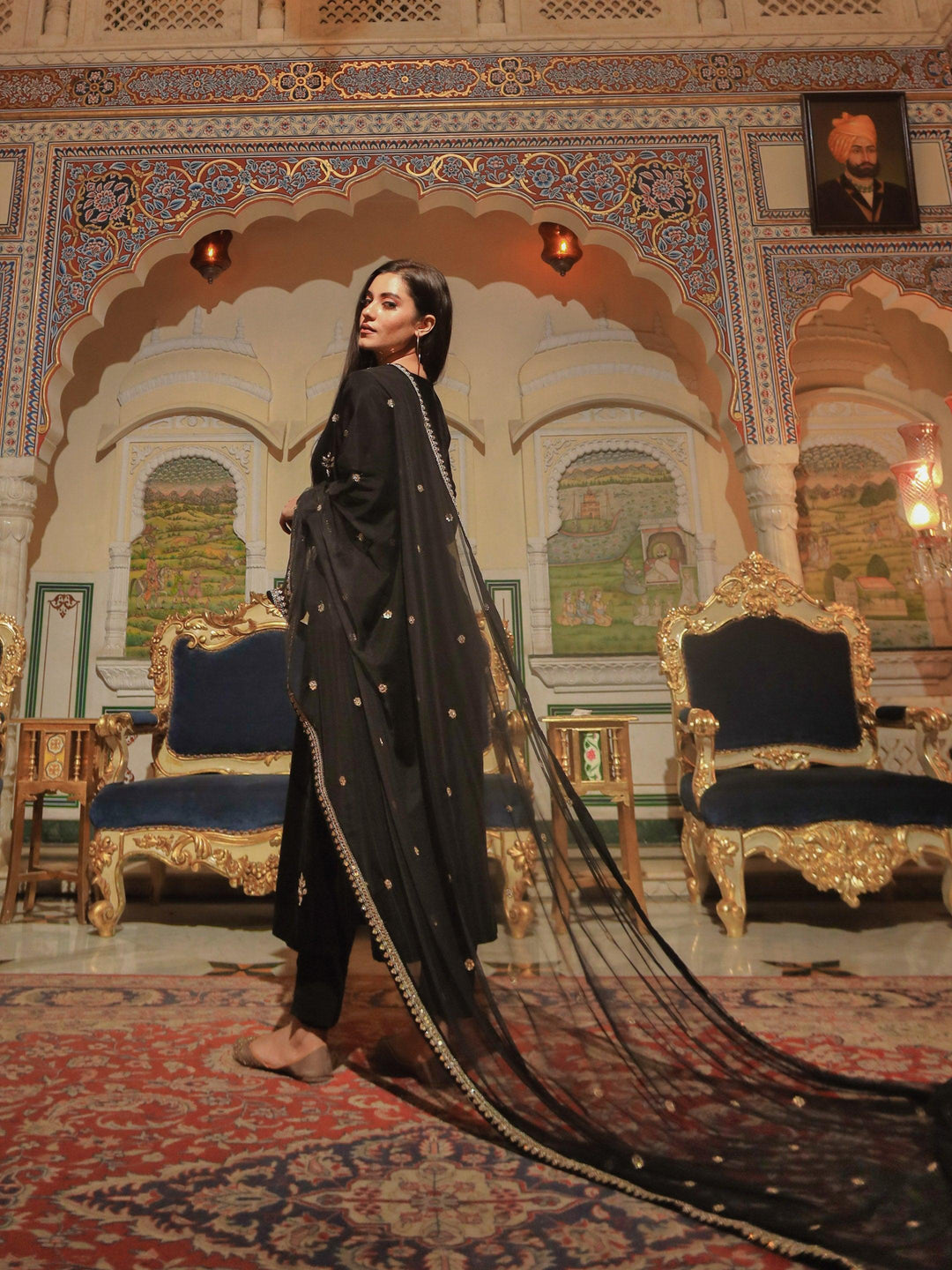 Black-Velvet-Hand-Work-3-Piece-Kurta-Set