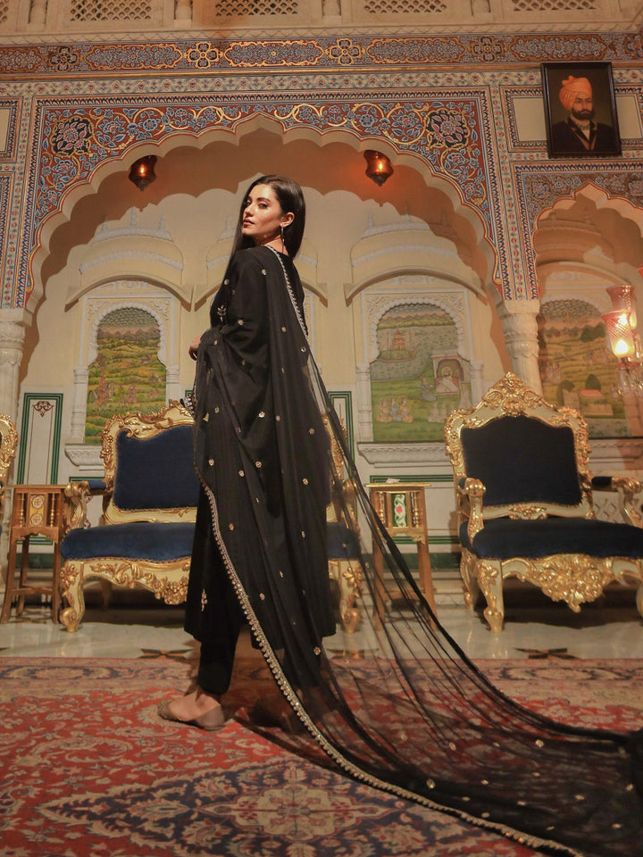 Black-Velvet-Hand-Work-3-Piece-Kurta-Set