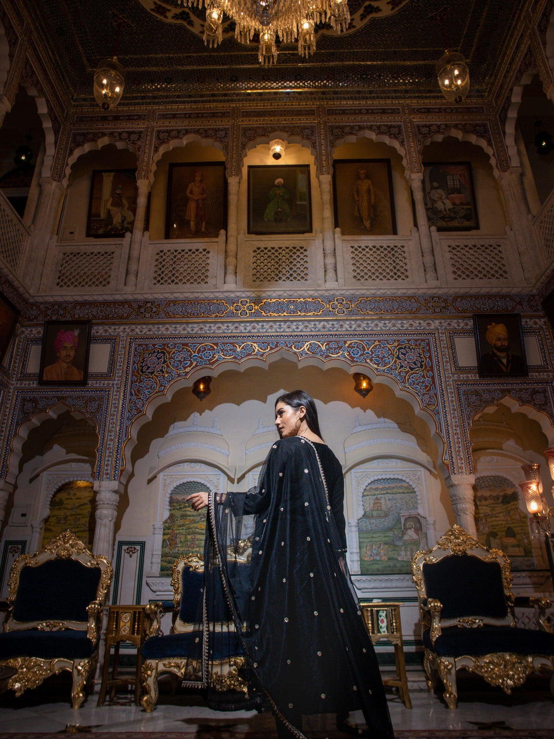 Black-Velvet-Hand-Work-3-Piece-Kurta-Set